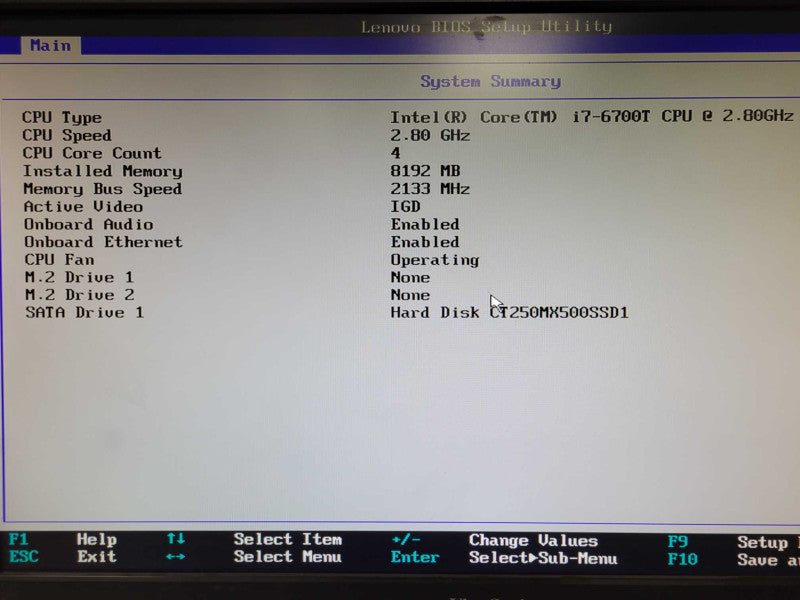 Lenovo ThinkCentre M710q mini, Core I7-6700T 2.8GHz QC, 8GB, 250GB SSD _