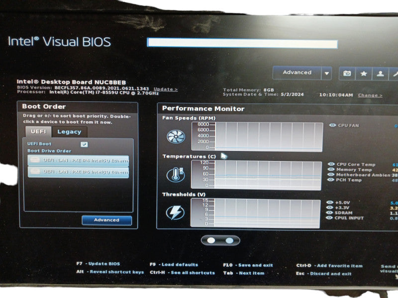 Intel NUC8BEH Core i7-8559U 8GB RAM