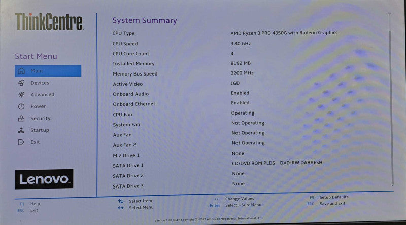 Lenovo M75s Gen 2 | Ryzen 3 PRO 4350G @3.8GHz 4C, 8GB DDR4, No HDD/OS