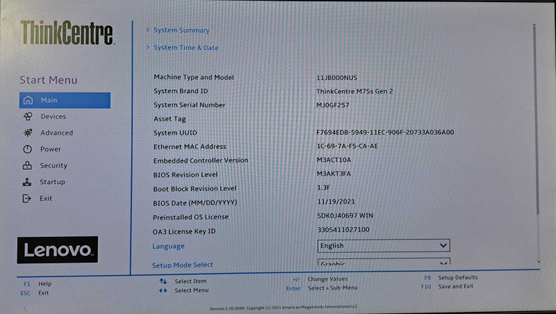 Lenovo M75s Gen 2 | Ryzen 3 PRO 4350G @3.8GHz 4C, 8GB DDR4, No HDD/OS