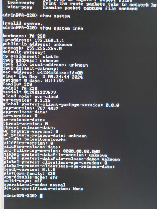 Palo Alto PA-220 Enterprise Network Firewall Appliance No Adapter, READ _