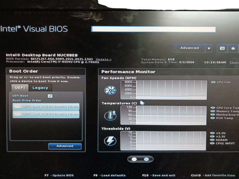 Intel NUC8BEB Core i7-8559U 8GB RAM