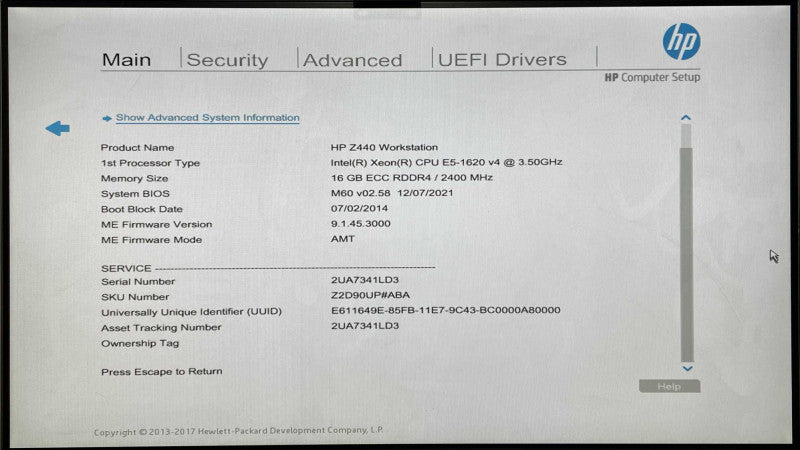 HP Z440 Workstation 4-Core E5-1620 v4 3.5GHz, 16GB, No HDD, QUADRO K2200