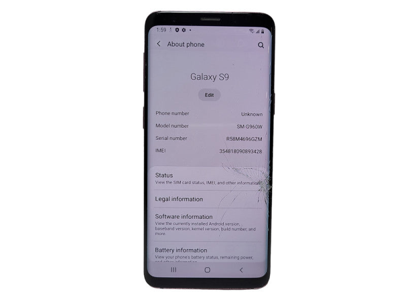 Samsung Galaxy S9 64GB (SM-G960W) READ $