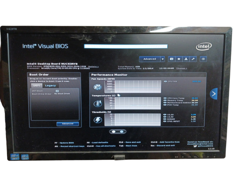 Intel NUC5I3RYB Core i3-5010U 4GB RAM