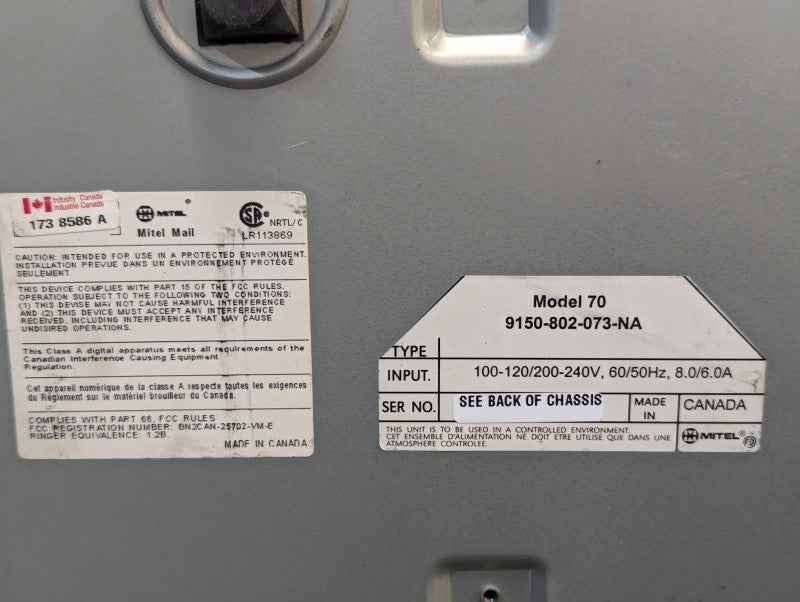 Baypoint Solutions Mitel Mail Model 70 9150-802-073-NA Please READ