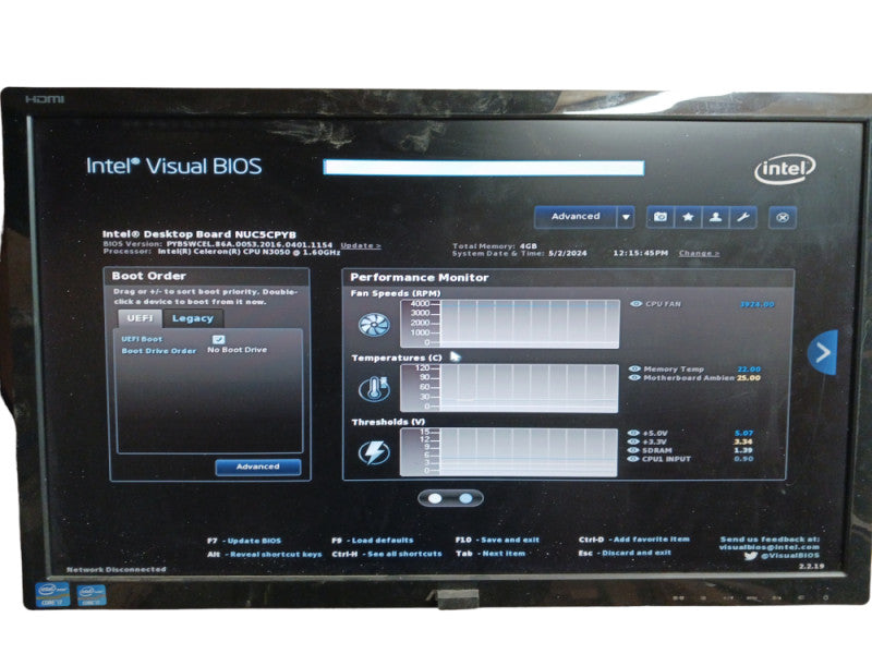 Intel NUC5CPYH Celeron N3050 4GB RAM