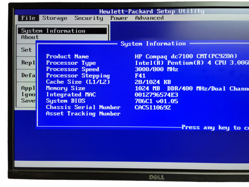 HP Compaq DC7100 CMT  Pentium 4 CPU 3.00GHz 3000/800 MHz Î¸