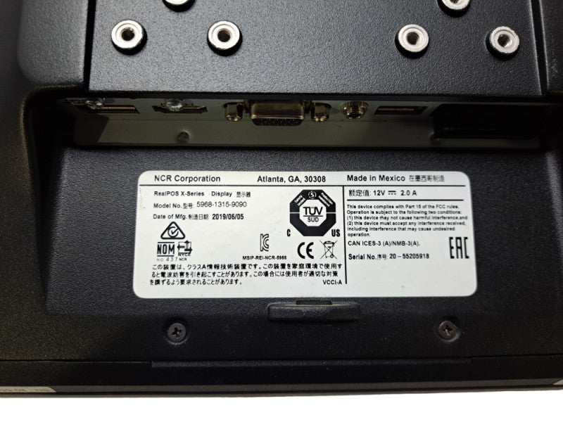 NCR RealPOS X-Series 15â LED Touch Screen Monitor Display 5968-1315-9090