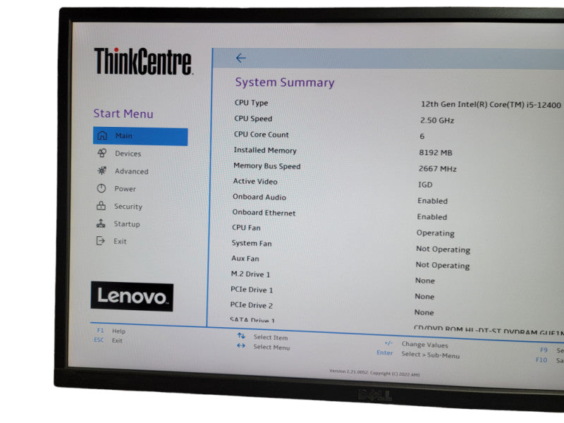 Lenovo ThinkCentre M70s Gen 3 Desktop i5 -12400 CPU @ 2.50GHz  8GB DDR4 Ram Î¸
