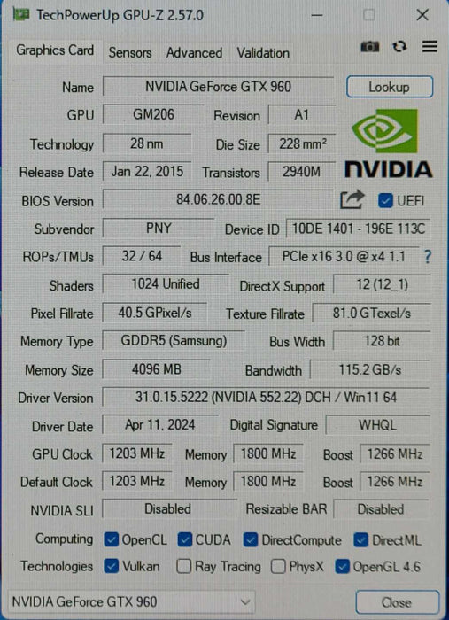 PNY GeForce GTX 960 XLR8 OC Gaming Graphics Card