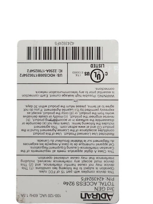 Adtran 924e (900e) 3rd Gen Total Access Business Gateway P/N: 4243924F5 READ _