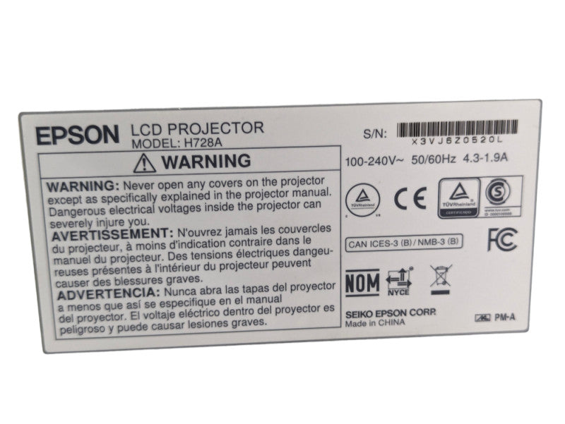 Epson BrightLink 696Ui LCD Projector H728A  -
