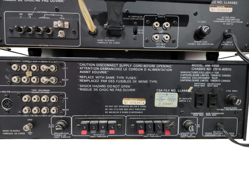 Vintage Sears Professional Series Amp AM 4658 and Tuner TR 6658