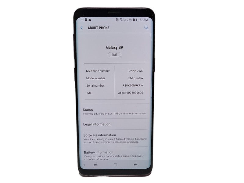 Samsung Galaxy S9 64GB (SM-G960W) READ $