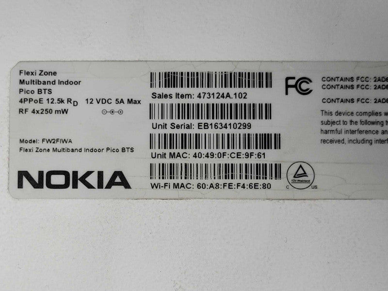 Nokia FW2FIWA Flexi Zone Multiband Indoor Pico BTS 4PPoE 12.5K, READ Q_