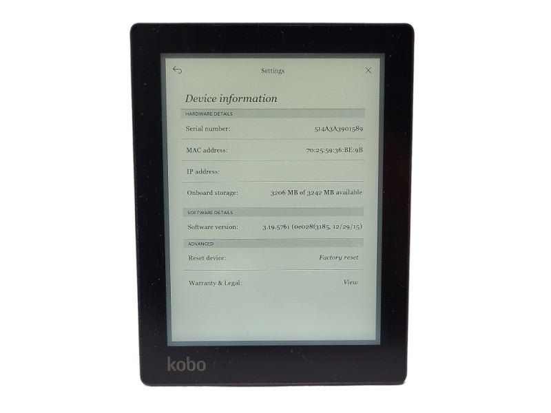 Kobo Aura e-Reader 4GB Wi-Fi 6.0\\" N514 READ $