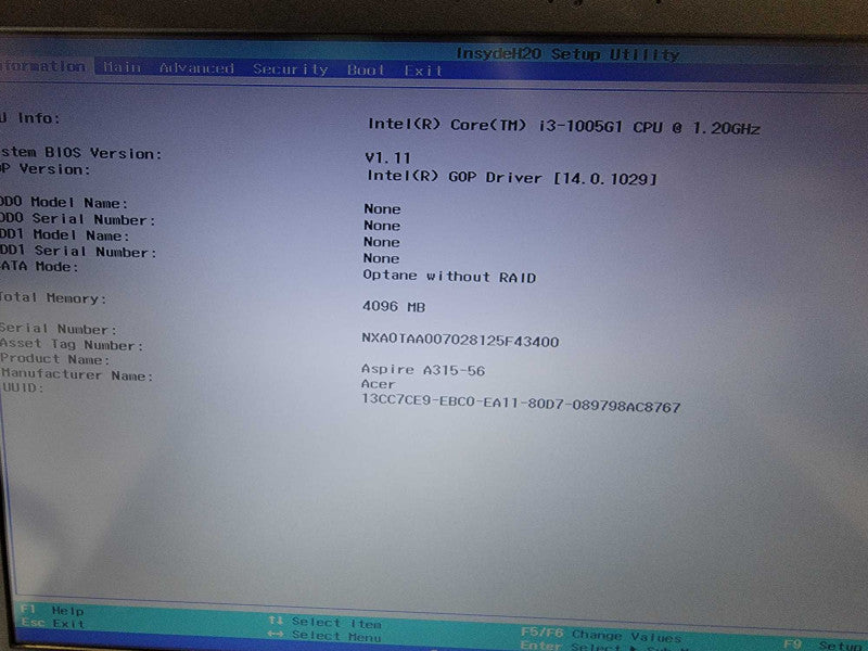 Acer Aspire 3| i3-10005U| 4GB DDR4| NO SSD| | FOR PARTS/REPAIR  Î² BudLap