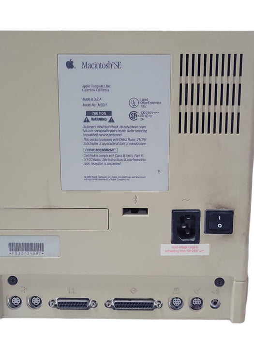 Vintage Apple Macintosh SE 1988 Model M5011, READ _