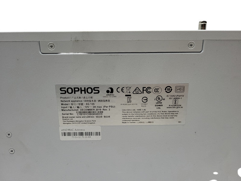 Sophos XG 135 Rev. 3 | Firewall Security Appliance $