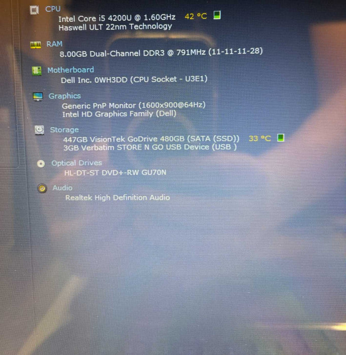 Dell Inspiron 7737 TOUCH Intel Core i5-4200U@1.6GHz 8GB RAM 480GB SSD  BudLap