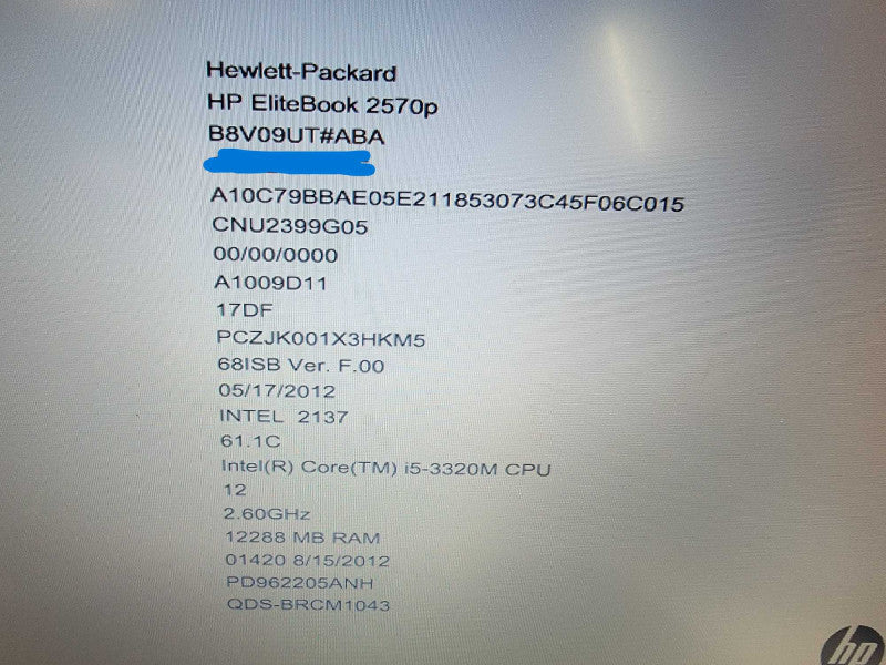 HP EliteBook 2570p| i5-3320M| 12GB DDR3| NO HDD  Î² BudLap