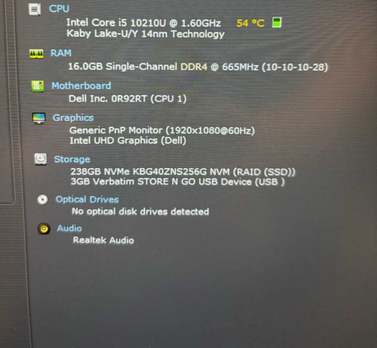 Dell Latitude 3410Intel core i5-10210U@1.6GHz 16GB RAM 256GB SSD  Lap200