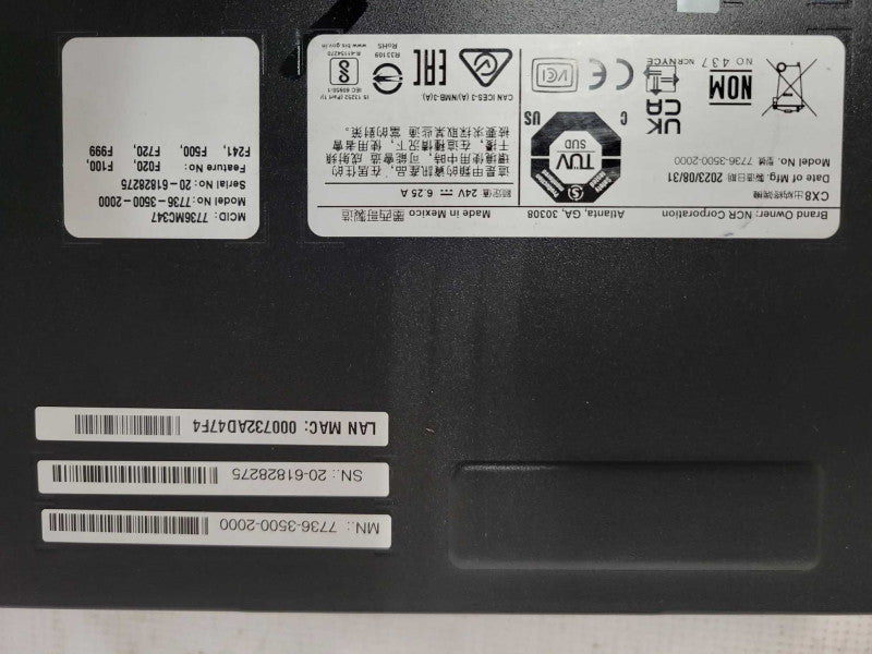 NCR CX8 7736-3500-2000 POS Terminal Intel i5-9500TE 8GB, NO HDD SEE _
