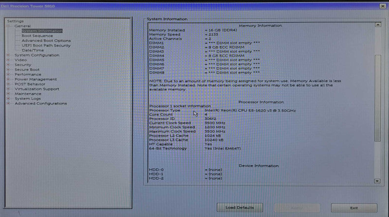 Dell Precision T5810 | Xeon E5-1620 v3 @ 3.50GHz 4C, 16GB DDR4, No GPU/HDD\\'s