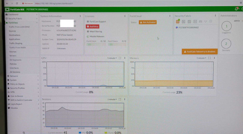 Fortinet Fortigate 80E Next Generation VPN Firewall w/ Power adapter, READ _
