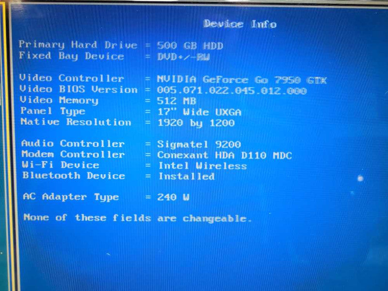 Dell XPS M1710 Core2Duo | 2GB Ram | 500GB HDD | GeForce 7950 GTX  BudLap