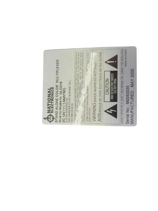 National Electroincs 16 Chan. Color Duplex Multiplexer NLCD16 %