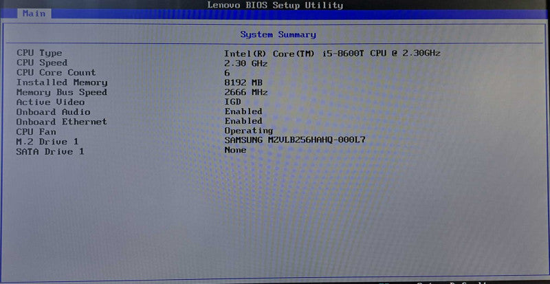 Lenovo M920q USFF | i5-8600T @ 2.30GHz 6C, 8GB DDR4, 256GB NVMe