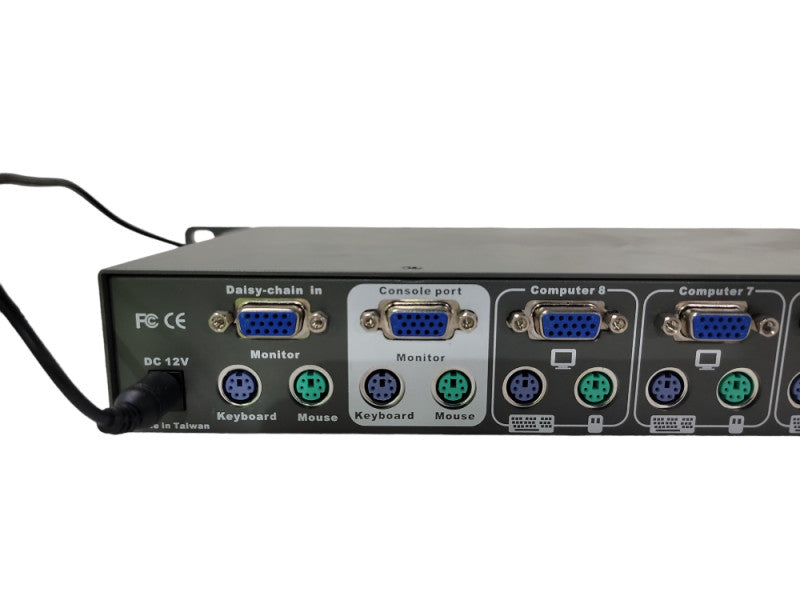 TOP VIEW KVM SWITCH 8 PORT| w/power cord 3 CABLES for Video and audio