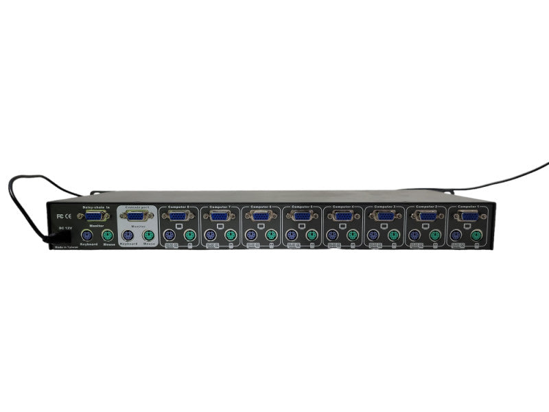 TOP VIEW KVM SWITCH 8 PORT| w/power cord 3 CABLES for Video and audio