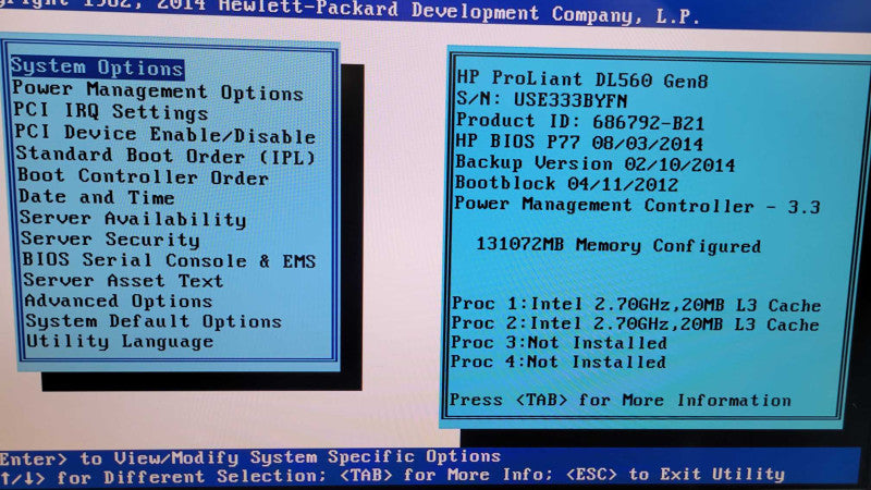 HP PL DL560 Gen8 - 2x Xeon E5-4650 0 | 128GB RAM | NO HDD | P420i | 2xPSU %