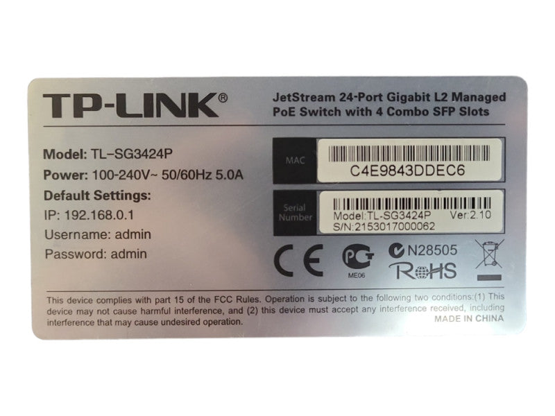 TP-LINK JetStream TL-SG3424P 24-Port Gigabit PoE Ethernet Switch
