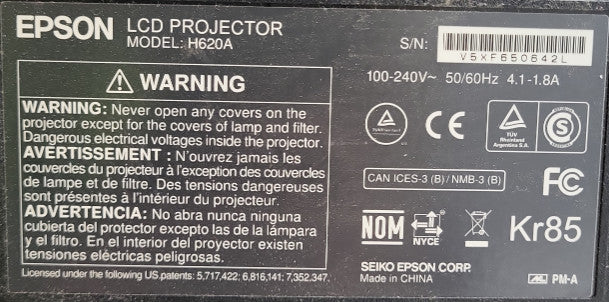 Epson PowerLite 1980WU H620A 4400 Lumens 1920 x 1200 WUXGA Projector &