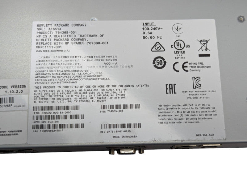 HP 8 PORT KVM-OVER-IP CONSOLE SWITCH AF651A 767080-001 -