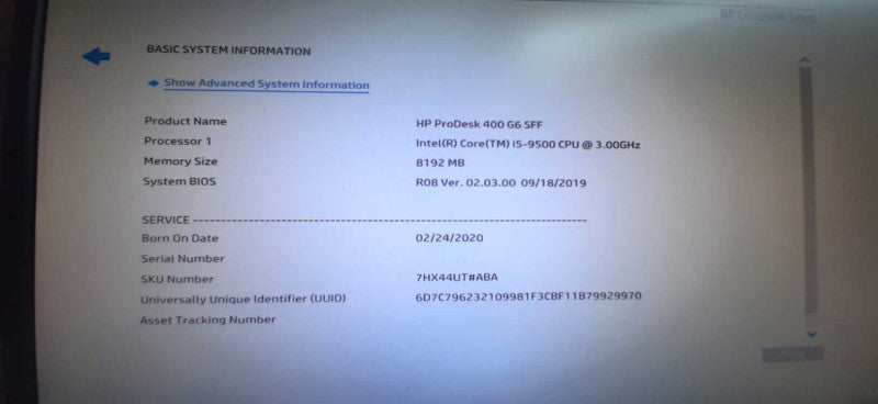 HP ProDesk 400 G6 SFF, i5-9500 3.00GHz, 8GBRAM DDR4, READ!! Q
