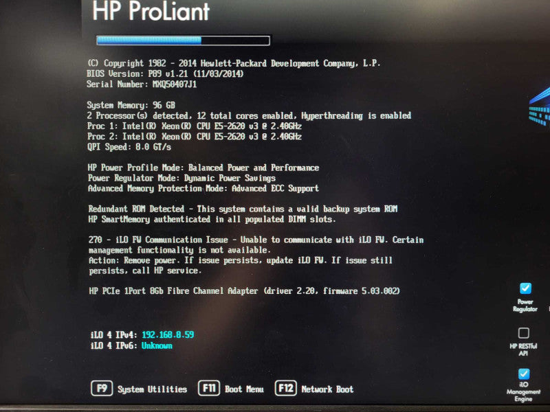 HP DL360 Gen9 2.5\\" 2x E5-2620 v3 @ 2.4GHz 96GB RAM 2x PSU READ $