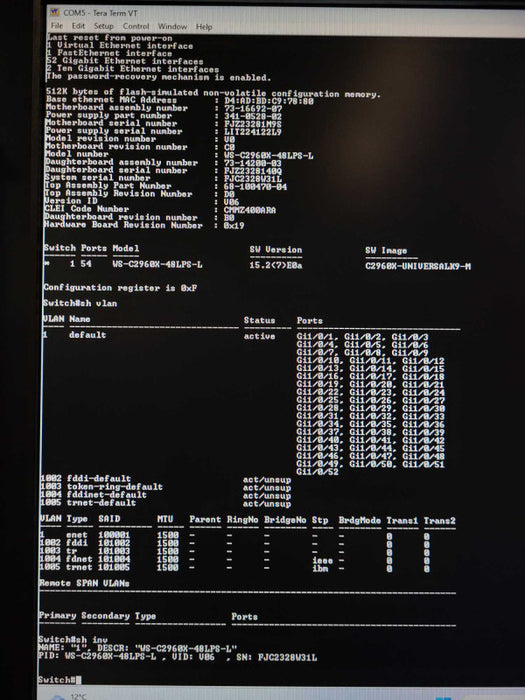 Cisco WS-C2960X-48LPS-L V06 | 48-Port Gigabit PoE+ 370W Switch | 4x SFP $