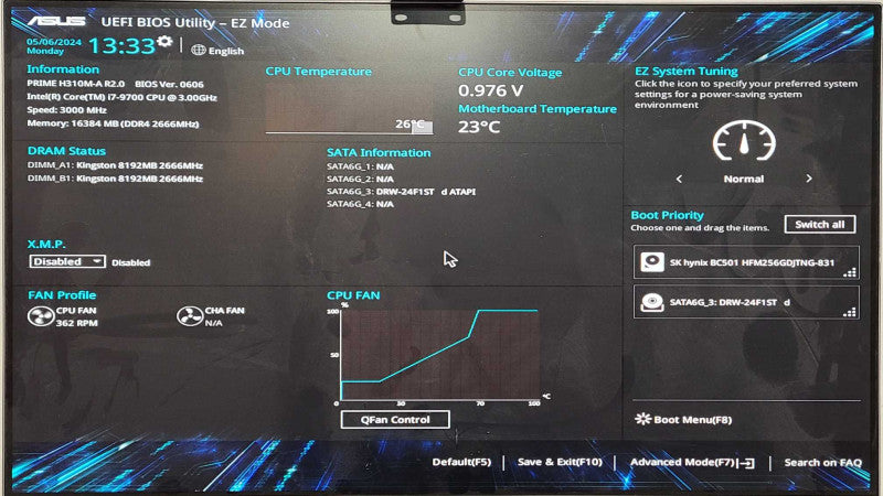Custom PC/Asus PRIME H310M-A R2.0, i7-9700 3.00GHz, 16GB DDR4, 256 GB Nvme