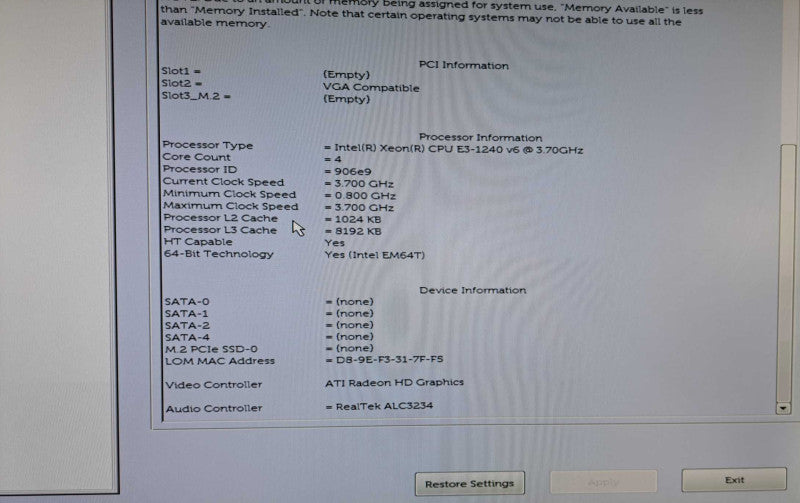 Dell Precision 3420 SFF | Xeon E3-1240 v6 @ 3.70GHz 8GB DDR4, Radeon R7 250