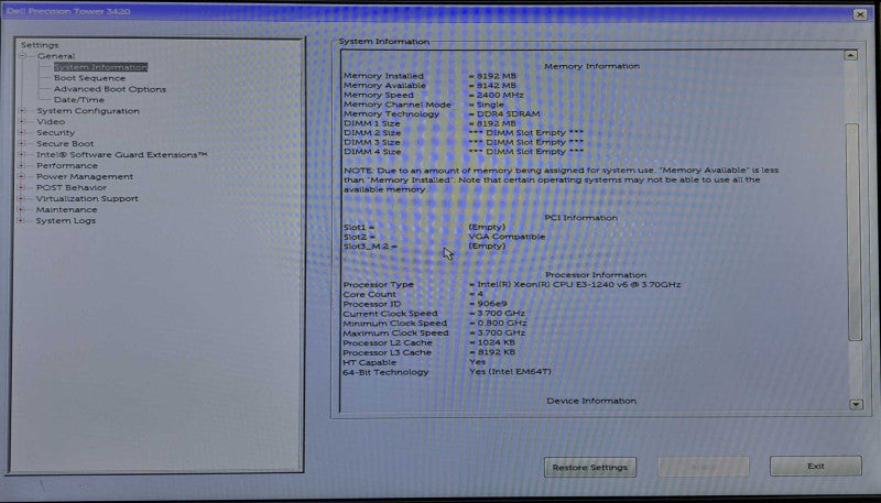 Dell Precision 3420 SFF | Xeon E3-1240 v6 @ 3.70GHz 8GB DDR4, Radeon R7 250