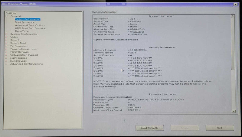 Dell Precision T5810, Xeon E5-1620 v3 3.50GHz, 16GB DDR4, FirePro W5100