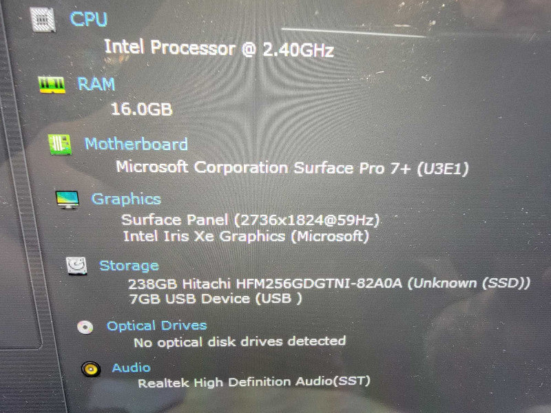 MS Surface Pro 7, 4-Core i5-1135G7 2.4GHz, 16GB RAM, 256GB SSD [READ]