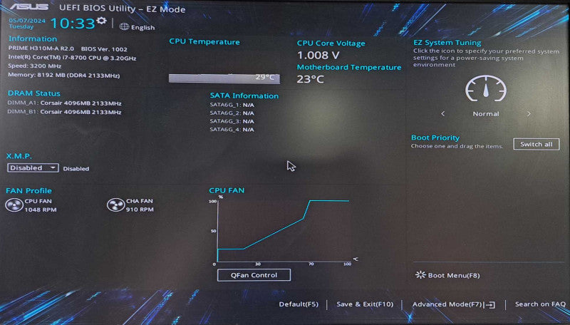 Custom SFF | Asus Prime H310-M + i7-8700 @ 3.20GHz 6C, 8GB DDR4, No HDD/OS