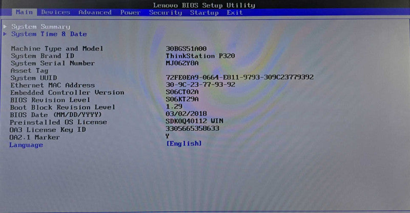 Lenovo ThinkStation P320 | Xeon E3-1230 v6 @ 3.50GHz 4C, 8GB DDR4, No HDD/OS