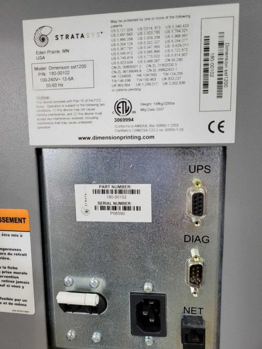 stratasys dimension sst 1200 3d Printer 180-00102, READ _